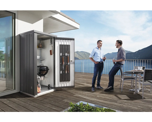 Armoire à outils Biohort T. 90 avec étagère et supports d'appareil 93x83x182.5 cm gris quartz-metallique