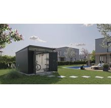 Gartenhaus Biohort AvantGarde Einzeltür Gr. A8 inkl. Regal und Werkzeughalter 260 x 380 cm dunkelgrau-metallic