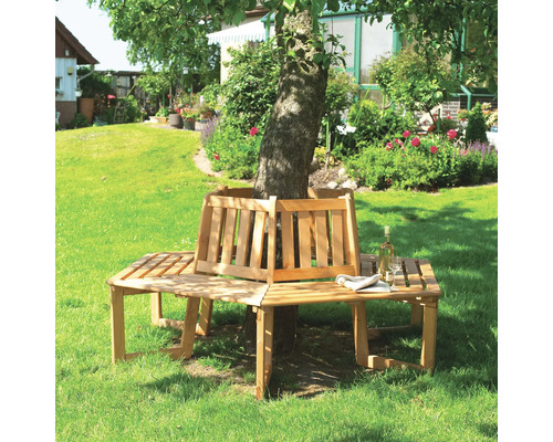 Banc pour contour d'arbre 360° 6 places marron