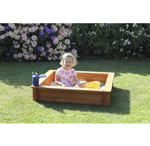 Bac à sable Tessa 100 avec couvercle entier bois 100 x 100 x 24 cm marron