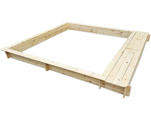 Sandkasten aus Holz mit Sitzfläche