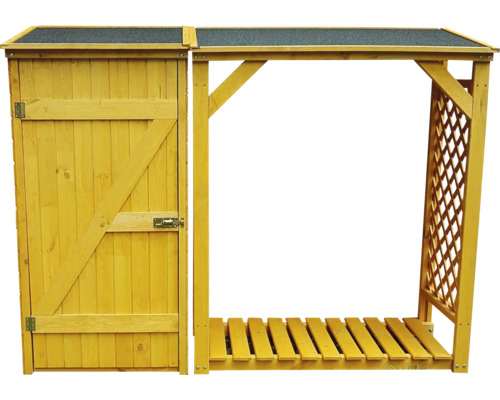 Abri à bois avec porte et treillis pour le jardin