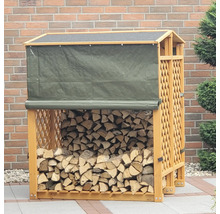 Holzlager mit Holz und Abdeckung