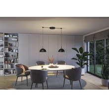Salle à manger avec table, chaises et suspension