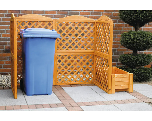 Cache-poubelle promadino Rex pour 2 poubelles avec bac à fleurs 171 x 79 x 127 cm marron