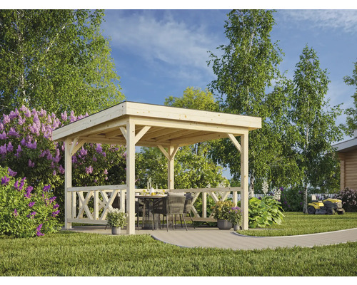 Pavillon de jardin en bois avec table et chaises