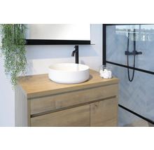 Badezimmerwaschtisch mit Aufsatzwaschbecken, Armatur und Spiegel