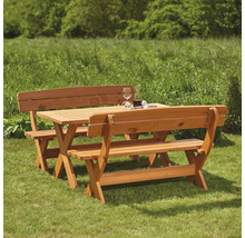 Set de meubles de jardin Bavaria 6 places comprenant : table, 2x bancs en bois brun