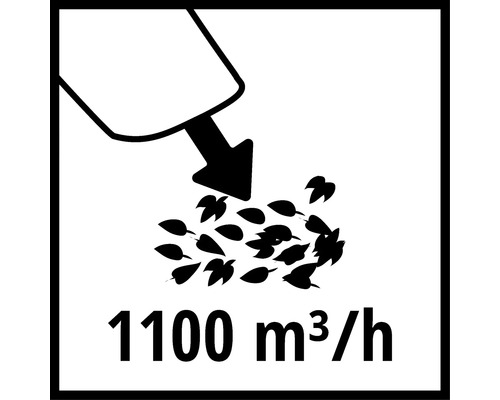 Symbole pour une puissance d''aspiration de 1100 mètres cubes par heure