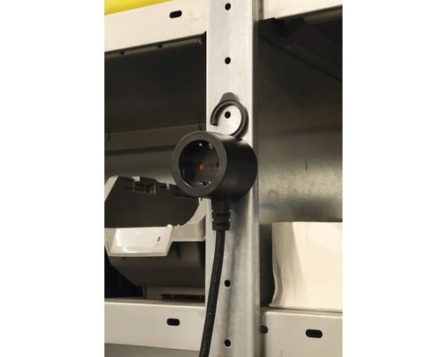 Multiprise avec dispositif de suspension pour système d'étagères