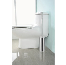 Weisse Toilette mit Toilettenbürste aus Edelstahl