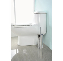 WC sur pied blanc avec brosse de toilette en métal