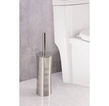 Brosse de toilette en métal avec support à côté des toilettes
