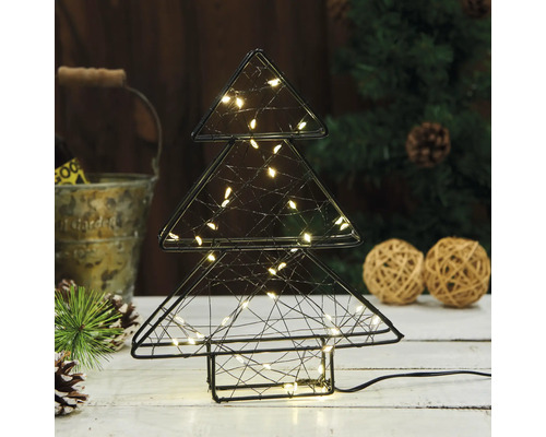 Sapin de Noël décoratif en fil de fer avec éclairage pour une ambiance festive