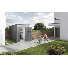 Gartenhaus Biohort AvantGarde Einzeltür Gr. A4 inkl. Regal und Werkzeughalter 180 x 380 cm quarzgrau-metallic