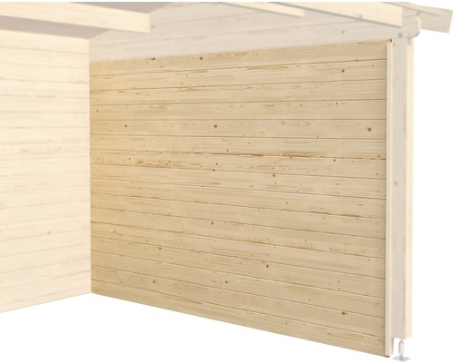 Holzwand einer Gartenlaube mit Holzstruktur