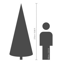 Größenvergleich: Tannenbaum 270 Zentimeter und Mensch 180 Zentimeter