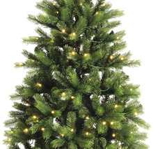 Vue détaillée d'un arbre de Noël avec éclairage