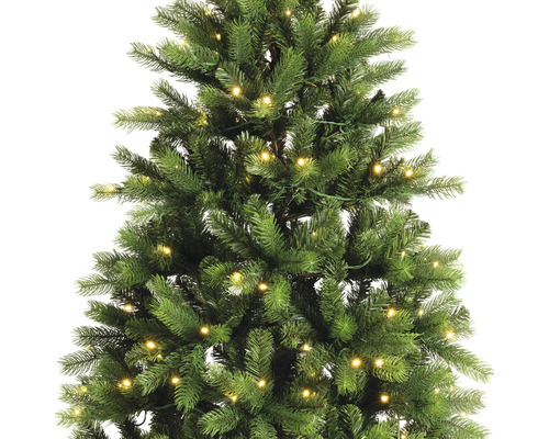 Vue détaillée d'un arbre de Noël avec éclairage