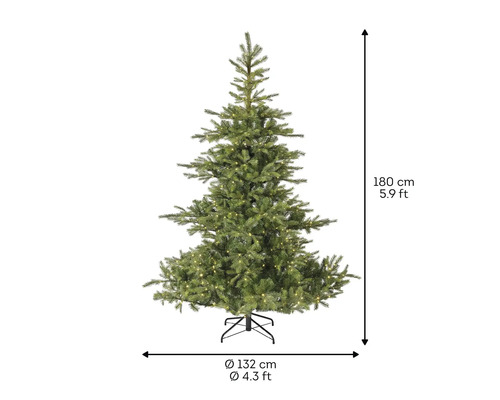 Sapin de Noël artificiel d'une hauteur de 180 cm et d'un diamètre de 132 cm.