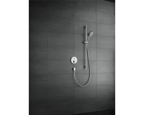 Ensemble de douche avec douchette à main et mitigeur thermostatique au mur