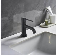 Robinetterie de lavabo AVITAL REGA eco noir mat avec bonde de vidage clic-clac