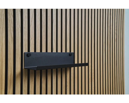 Étagère Sonava Function large Small 380 x 90 x 140 mm Étagère noire sur un mur lambrissé