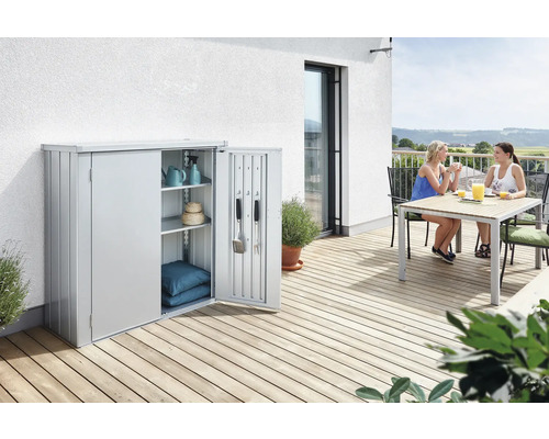 Armoire de terrasse biohort Romeo L High 132 x 87 x 181 cm argent métallique Armoire de terrasse biohort Romeo L High 132 x 87 x 181 cm argent métallique