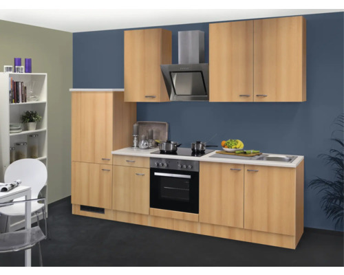 Cuisine complète Flex Well sans appareils Nano 270 cm hêtre mat démontée variante réversible 00009153 Cuisine complète Flex Well sans appareils Nano 270 cm hêtre mat démontée variante réversible 00009153