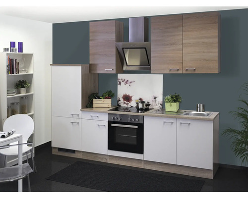 Cuisine complète Flex Well sans appareils Samoa 270 cm blanc sonoma chêne mat démontée variante réversible 00009156 Cuisine complète Flex Well sans appareils Samoa 270 cm blanc sonoma chêne mat démontée variante réversible 00009156