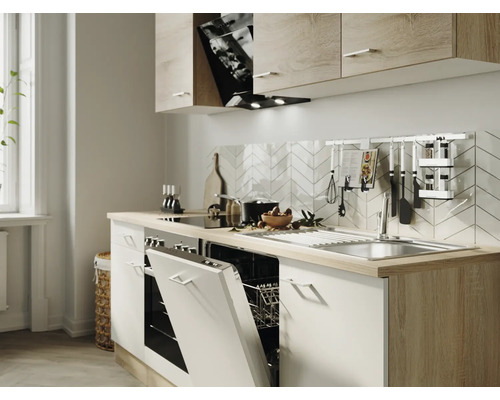 Cuisine complète Flex Well sans appareils Samoa 280 cm blanc sonoma chêne mat démontée variante réversible 00009217 Cuisine complète Flex Well sans appareils Samoa 280 cm blanc sonoma chêne mat démontée variante réversible 00009217