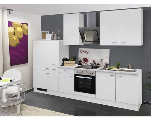 Cuisine complète Flex Well sans appareils Wito 300 cm blanc mat démontée variante réversible 00010067 Cuisine complète Flex Well sans appareils Wito 300 cm blanc mat démontée variante réversible 00010067