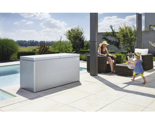 Boîte de rangement biohort LoungeBox 160 160 x 70 x 83,5 cm argent métallique