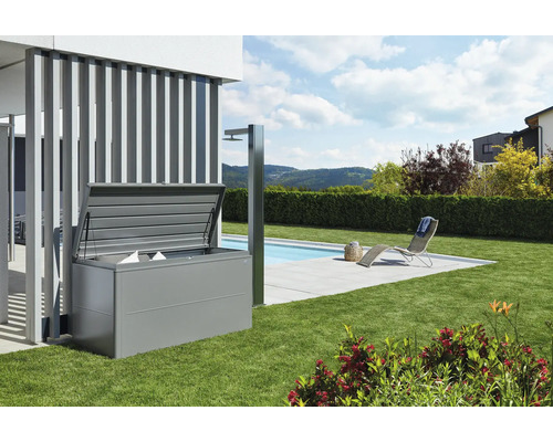 Boîte de rangement biohort LoungeBox 160, 160x70x83.5 cm gris quartz-métallique Boîte de rangement biohort LoungeBox 160, 160x70x83.5 cm gris quartz-métallique
