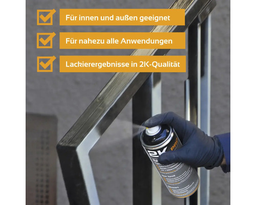 Lackieren eines Metallgeländers mit 2K-Lackspraydose für Innen- und Außenbereich