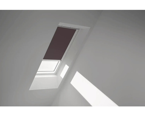 VELUX Dachfenster Verdunkelungsrollo rehbraun mit weißem Alu-Rahmen elektronisch DML SK10 4559KWL Dachfenster mit Verdunkelungsrollo für den Sonnenschutz