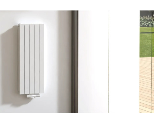 Radiateur design ROTHEIGNER PANEL 1000 x 366 mm blanc raccord en bas au centre Radiateur mural au design moderne monté sur un mur