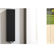 Rotheigner Designheizkörper PANEL 1400 x 366 mm schwarz matt Anschluss Mittig unten