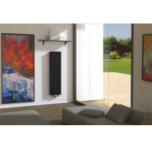 Wohnzimmer mit modernem Heizkörper, Gemälde und minimalistischem Regal