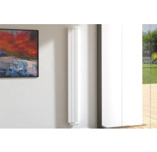 Vue d''une pièce avec radiateur plat au mur à côté d''une peinture