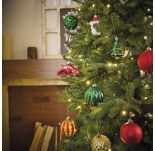 Arbre de Noël décoré avec des boules et des figurines