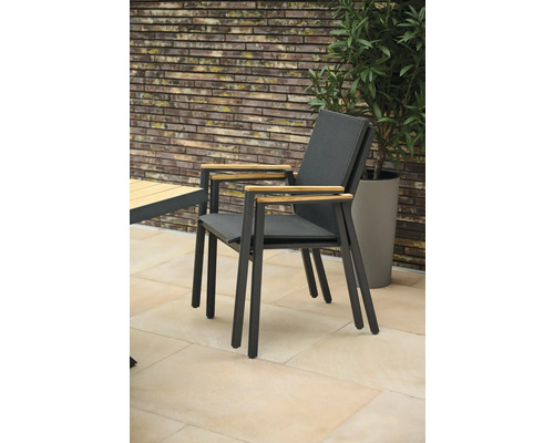 Chaise de jardin avec accoudoirs en aluminium et revêtement textile