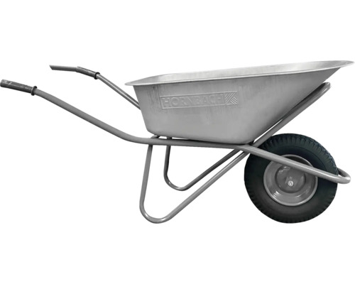Brouette en acier avec pneu en caoutchouc et logo Hornbach