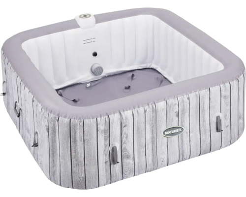 Jacuzzi gonflable avec aspect bois et logo Marimex