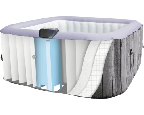 Jacuzzi gonflable en coupe pour montrer les différentes couches