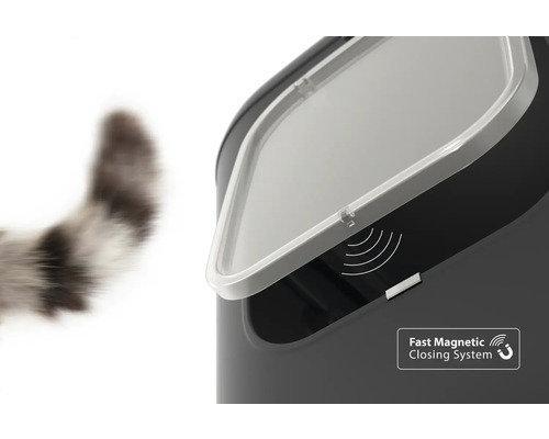 Katzentoilette mit schnellem magnetischem Schließsystem und Katzenschwanz