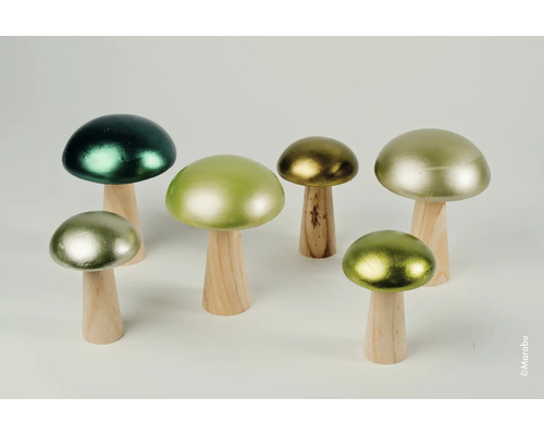 Champignons décoratifs en bois avec têtes brillantes
