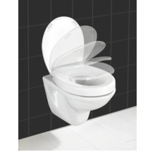 WC suspendu à fond creux avec abattant à fermeture ralentie dans une salle de bains