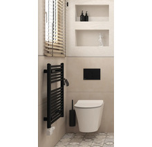 Salle de bain moderne avec toilettes, radiateur et stores