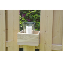 Bougeoir en bois avec bougie pour montage sur une clôture en bois